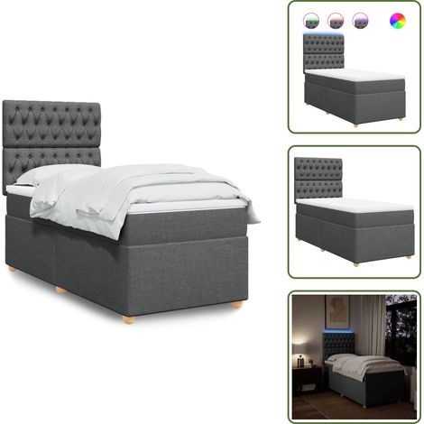 The Living Store Boxspringbett mit Matratze Dunkelgrau 90x200 cm Stoff - Boxspringbett - Doppelbett - Bettenrahmen - Lattenrost - Matratze