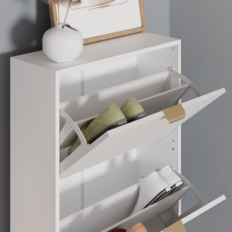 Armadio per le scarpe Helge, Bianco, 60 x 128.5 cm 3 scomparti, Vicco
