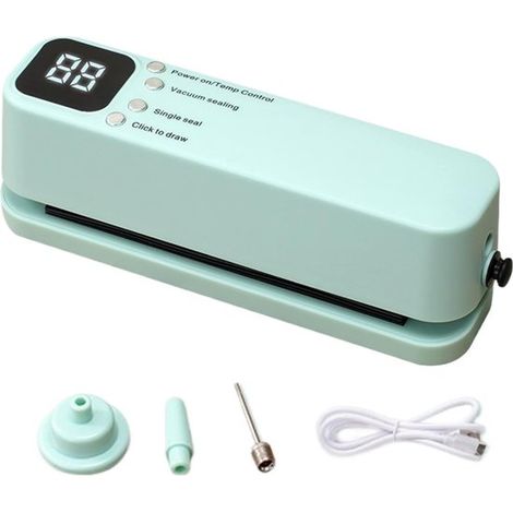 Selladora al vacío portátil inalámbrica，batería de 1200 mAh，potencia de 10 W/5 V，herramienta compacta de sellado térmico apta para alimentos (1/5)