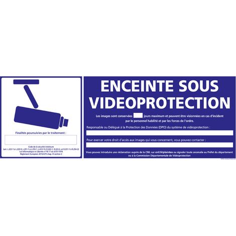PANNEAU ENCEINTE SOUS VIDEOPROTECTION (G1077) - Adhésif - 210 x 75 mm