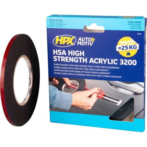RUBAN ADHÉSIF HSA DOUBLE FACE - NOIR 6MM X 10M HPX
