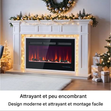 Cheminée Électrique Murale & Encastrable 42" – 12 Couleurs de Flammes, 900/1800W, Écran Tactile (1/5)