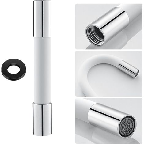 Tuyau d'extension flexible en silicone avec joint étanche et douchette à 360° pour robinet. (1/5)