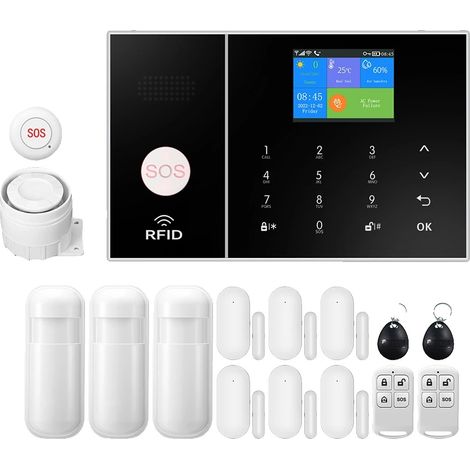 Système d'alarme pour maison intelligente, connectivité WiFi et 4G, détection de mouvement, D, Prise EU (1/2)