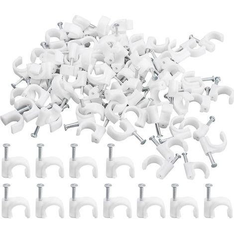 100 pièces Clip de fixation pince, dispositif de rangement avec clous en acier pour la fixation (1/5)