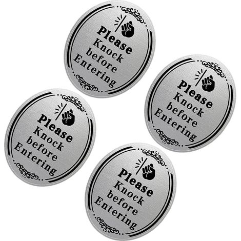 Lot de 4 Autocollants «veuillez Frapper Avant D’entrer» Imperméables, Panneaux de Porte Indicatifs pour Chambre et Bureau, Adhésifs Résistants, Utilisation Flexible sur Portes (1/5)
