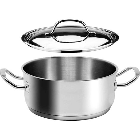 Casseruola induzione con coperchio 24 CM in acciaio inox 18/10 per bollire cuocere pasta verdure carne sugo con triplo fondo gas elettrico 2 manici (1/5)