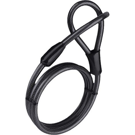 Câble antivol, 1.2 mètres, en Acier, à Boucles, Ø 10 mm, pour vélo, Moto, Meubles de Jardin, Noir