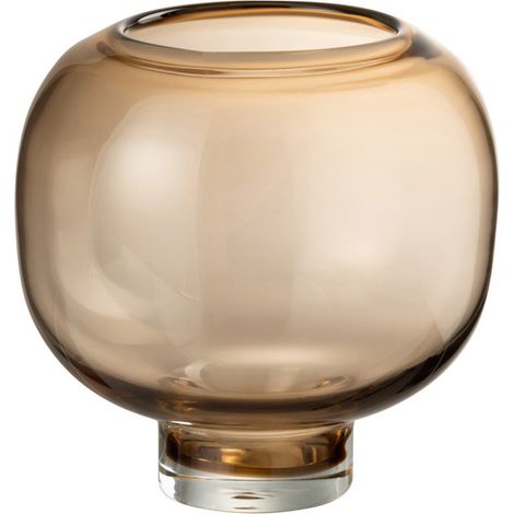 Vase Rond en Verre "Pied" 20cm Marron