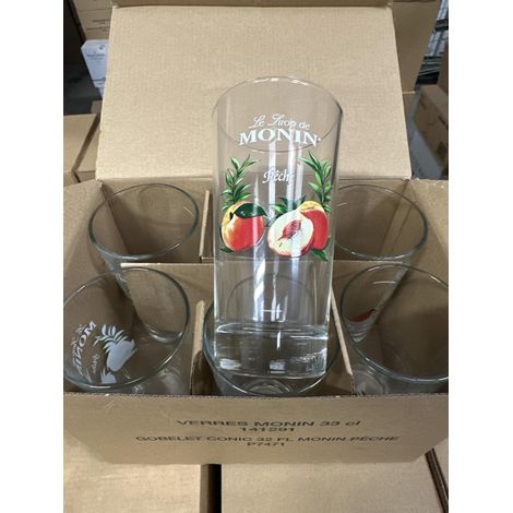 Lot de 6 verres Monin - 35 cl - Modèle Pêche - Neufs
