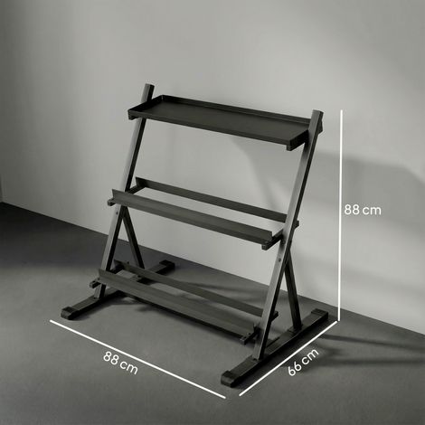 Verstellbarer Dreistöckiger Hantelständer Max. 200kg Rutschfest Kurzhantelständer mit Verstellbare Stangen (1/5)