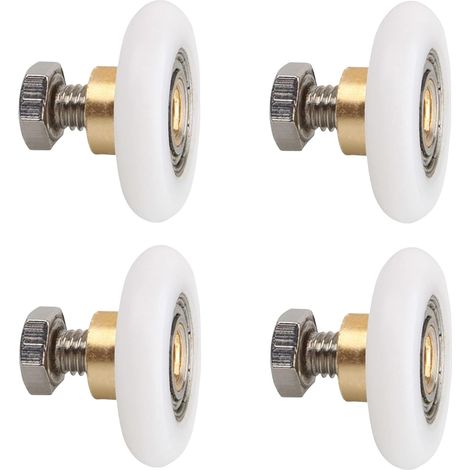 4 rodillos para puertas corredizas, rodillos de ducha, rodillos para puertas corredizas, rodillos para puertas de ducha, con tornillo M6, para rueda de repuesto (20 mm) (1/5)