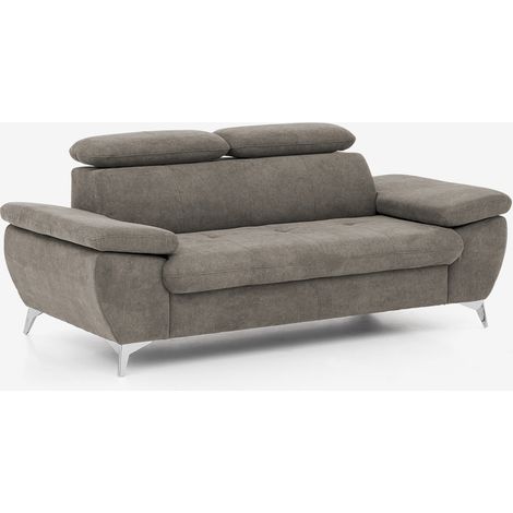 2-Sitzer Sofa mit verstellbarer Rückenlehne und Armlehnen in Sumi-Stoff - Grau (1/5)