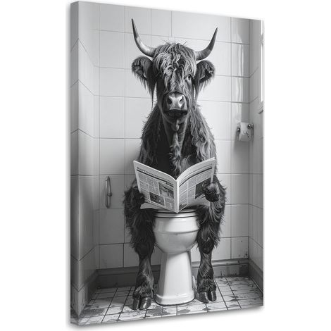 Quadro su tela, Mucca nel bagno, 70x100 (1/5)