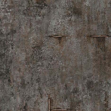 Uni Tapete Profhome 790855 heißgeprägte Vliestapete leicht strukturiert in Betonoptik und metallischen Akzenten anthrazit schwarz-grau kupfer 5,33 m2