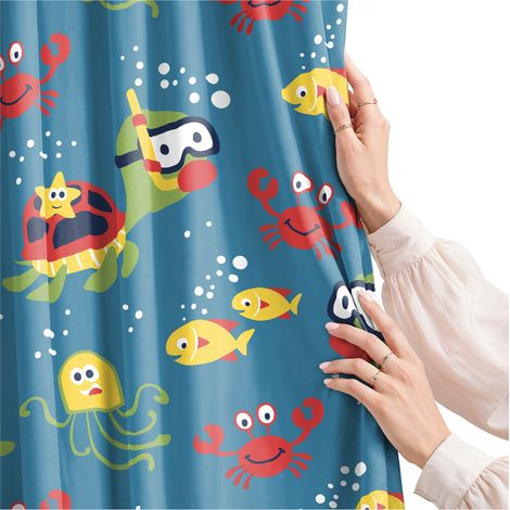 Rideau pour chambre d'enfant (garçon ou fille) avec ruban à motif marin 140x230 (1/5)