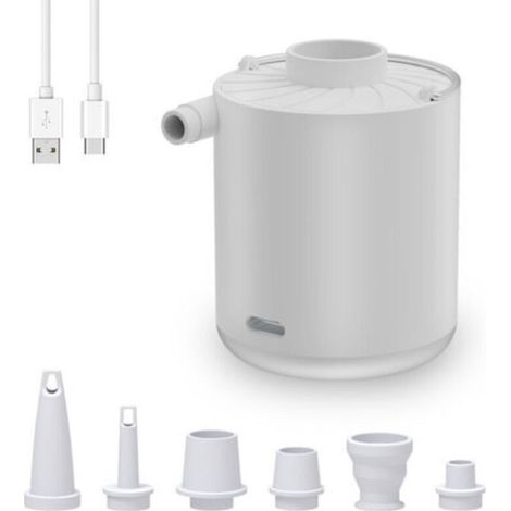 BUNTHAUS Gonfleur Électrique Rechargeable, Pompe à air Portable avec Lumière LED, Gonfleur/Dégonfleur avec 5 Buses pour Matelas Gonflable, Piscine, Bouée, Bateau Pneumatique, Anneau de Natation