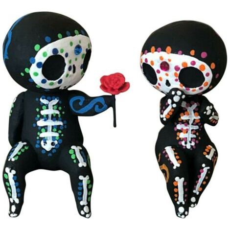 Pair Paire de figurines décoratives en résine représentant un couple de crânes, objet décoratif pour intérieur (1/5)