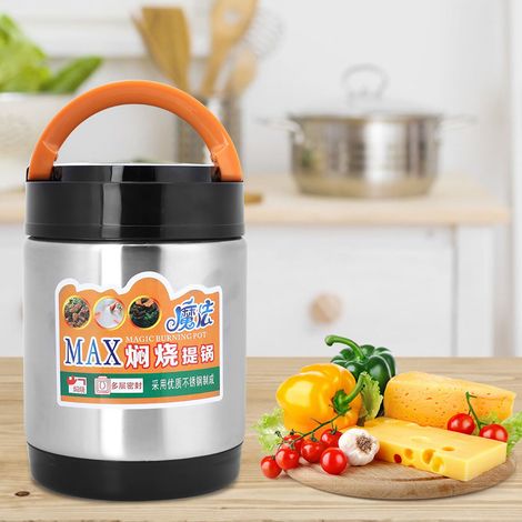 Dreilagige Thermoskanne aus Edelstahl, 1800 ml, zur Wärmespeicherung, ideal als Lunchbox. (1/5)