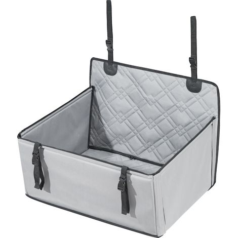 Siège Auto pour Chien, Rehausseur Imperméable avec Cadre de Support, Laisse de Sécurité à Clip, Coussin pour Petit, Moyen et Grand Chien jusqu'à 22 kg, Gris (1/5)