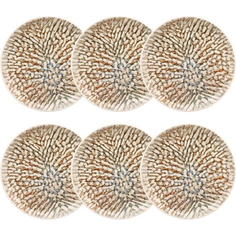 Lot de 6 assiettes plates en grès 26cm, AMBRE
