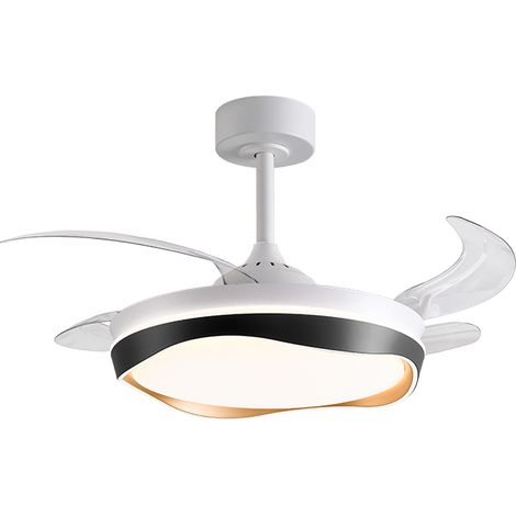 Ventilator dc almati schwarz-gold, 4 einziehbare Flügel, 72w led 300040006000k, h.35xd.108/50cm