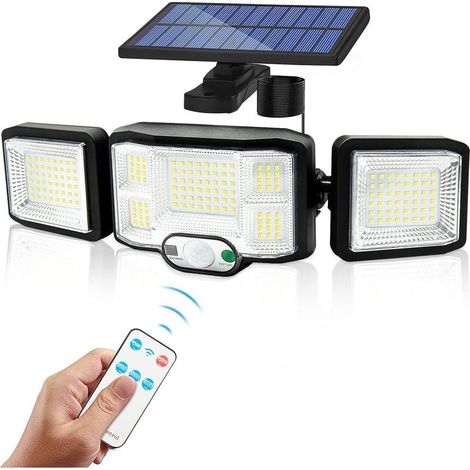 Solar Wall Light Outdoor Led Lamp 3 Heads 192 Leds Motion Sensor Security Light Floodlight Lighting Ip65 Waterproof Solar Powered Lamp (1/5)