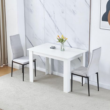 Dining Room Set, White Dining Table with Chairs, Table and Chairs for Living Room Home Kitchen (Table with 2 Chairs, Grey Flannel)
