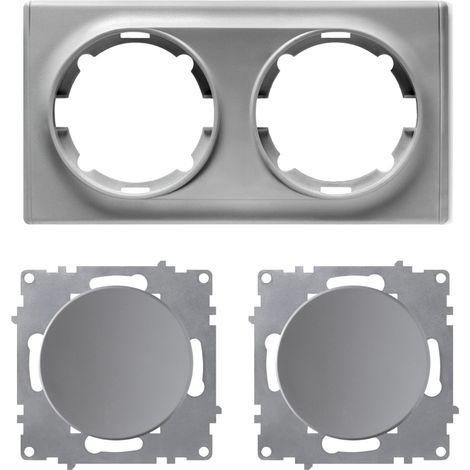 2x interrupteur simple allumage, horizontal, complet OneKeyElectro Florence, gris (1/5)