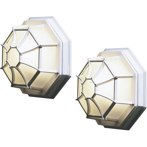 2er Set Außenleuchte Ø27cm, Wandleuchte Deckenleuchte weiß / Acrylglas gefrostet (1/4)