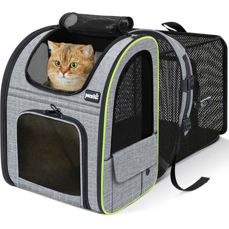 Sac à dos pour animaux de compagnie extensible avec fenêtre supérieure pour chat et petit chien, respirant et portable, idéal pour les voyages et randonnées (1/5)