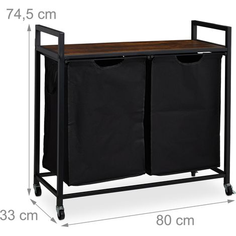 Práctico mueble para ropa con ruedas y balda superior 70 x 30 x 90 cm diseño industrial de metal negro 130014695 (1/5)