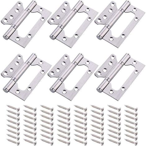 Bisagra de puerta de acero inoxidable, rodamiento de bolas, bisagras para muebles con tornillos, 6 piezas (1/4)