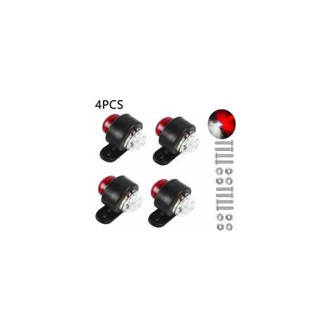 Lot de 4 feux de position latéraux à LED 12-24 V – Feux d'avertissement doubles rouge et blanc – Installation facile pour camions et remorques (1/5)