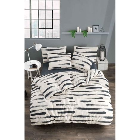 Bettwäsche - 1 Bettbezug 220 x 240 cm + 2 Kissenbezüge 60 x 60 cm - 65% Baumwolle, 35% Polyester - Weiß