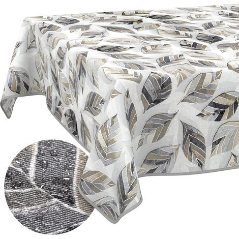 Nappe enduite Feuilles avec Ourlet 140x120 cm Anti-Taches (1/5)