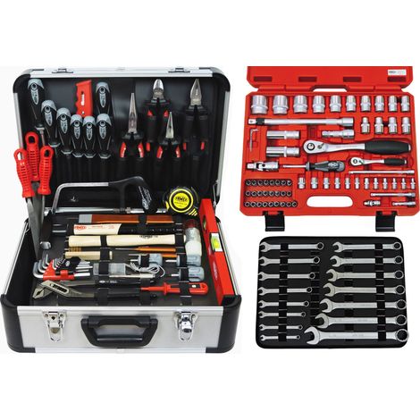 FAMEX 720-18 Malette à Outils Professionnels, Boite à Outils avec coffret à douilles (1/5)