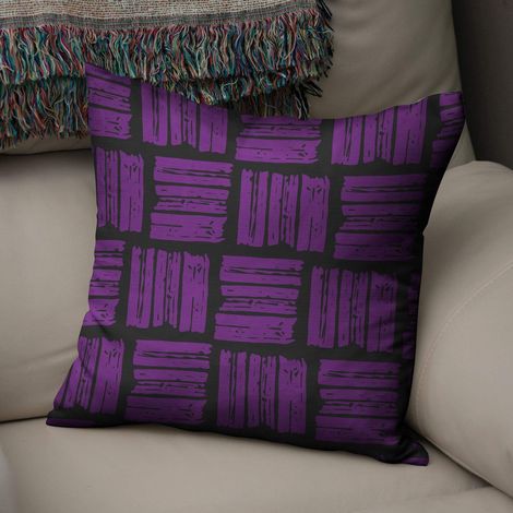 Housse de Coussin Motif, Violet et Noir Taie d'oreiller pour Lit Voiture Canapé Maison Salon Chambre, Décoration D'intérieur, 50x50cm - Conçu et Fabriqué en Turquie (1/4)