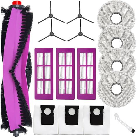 FOREHILL accessoires pour Eureka J15 Pro Ultra robot aspirateur pice de rechange, Brosses rouleau + 4 Chiffon + 3 sac poussire + 4 brosses latrales + 3 filtres (1/5)