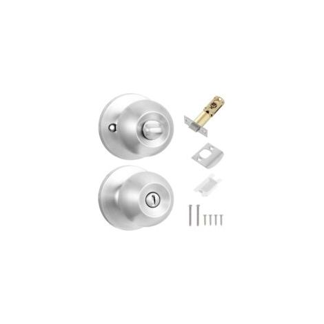 Bouton de Porte Sans clé Serrure Ronde Poignée De Porte Privée pour Chambre à Coucher, Salle de Bain, Portes Intérieures (Argent) (1/5)