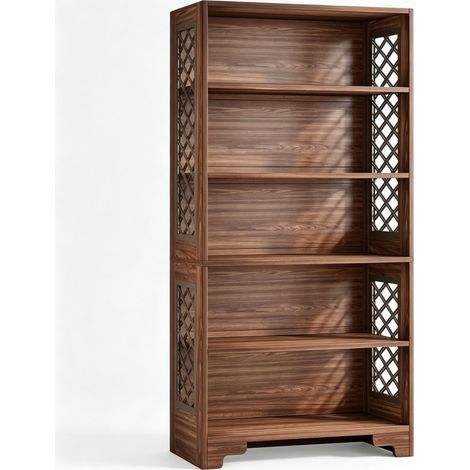 Estantería de pie de MDF y madera marrón 80 x 30 x 180 cm con diseño en X MODENUIT (1/5)