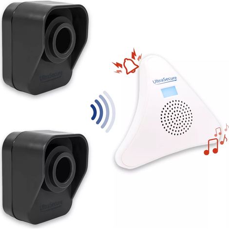 Kit alerte passage 600m "CLASSIC" 2 détecteurs mouvement autonomes / 1 carillon triangle 35 mélodies (DA600+)