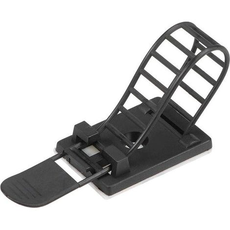 Réglable Autocollant Cable Clips Fil Organisateur avec Optionnel Vis Support pour électrique Cablage Boucler Cable Attache 91x18mm Noir 25pcs (1/4)