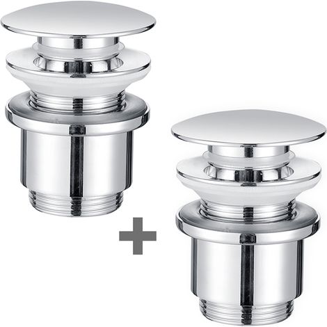2X Universal Ablaufgarnitur Pop-Up Ventil 1 1/4 Zoll aus Messing mit/ohne Überlauf Abflussgarnitur für Waschtisch/Waschbecken (1/5)