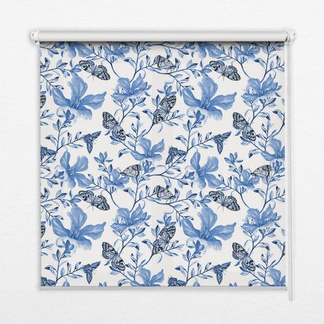 Tenda a Rullo Interna per Finestra - Tenda Filtrante Luce - Tenda Privacy - Tenda Decorativa Rettangolare - Rullo per Interni - (140 cm x 140 cm) - Farfalle blu (1/5)