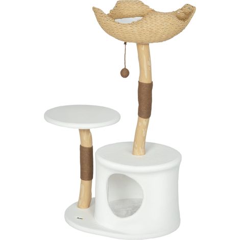 Arbre à chat tour 55 x 45 x 102 cm base stable coussin lavable scandinave contemporain en panneau de particules blanc (1/4)