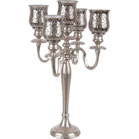 Candelabro 5 fuochi argento in alluminio stile classico cm 62h (1/2)