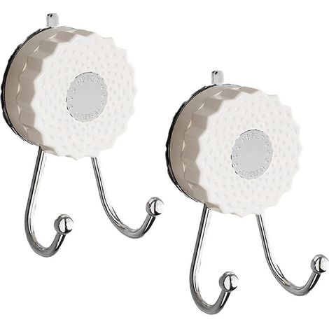 Lot de 2 crochets muraux doubles sans per age, porte-serviettes à ventouse, supportant une charge importante et étanches - White (1/5)