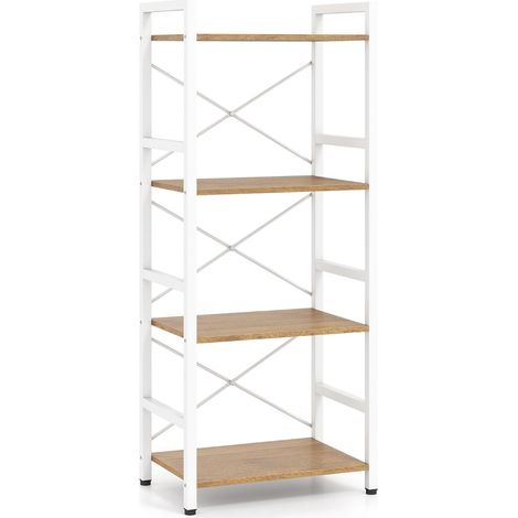 4-Tier Narrow Bookshelf with Metal Frame, 41.5x27.5x100 cm