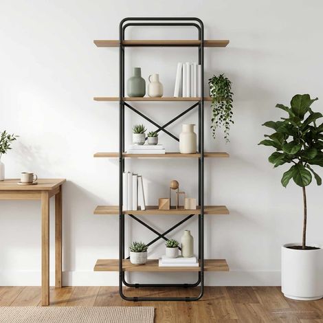 vidaXL Étagère 5 niveaux 80 x 35 x 175,5 cm PB Chêne artisanal (1/5)